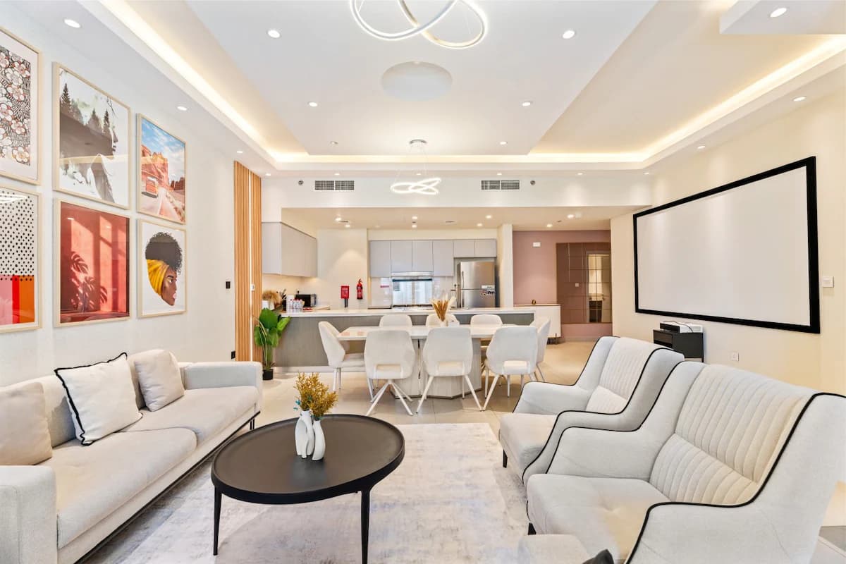 Living area of the 3-bedroom apartment at forte